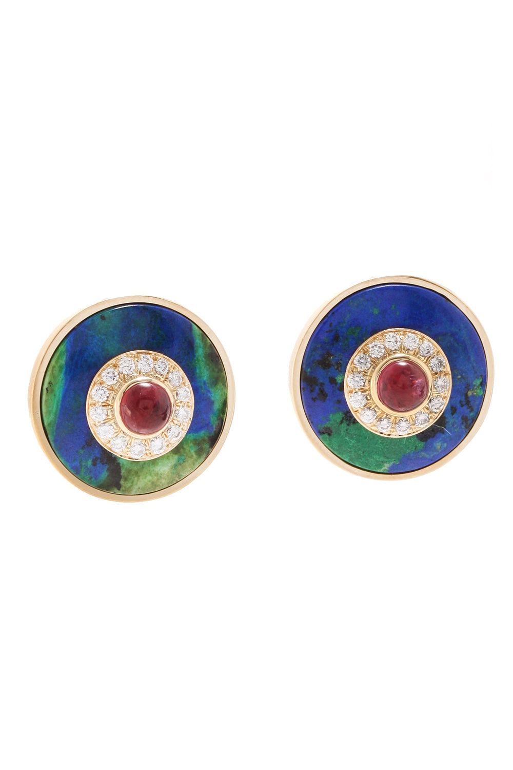 Ruby Diamond Azuremalachite Centric Earrings