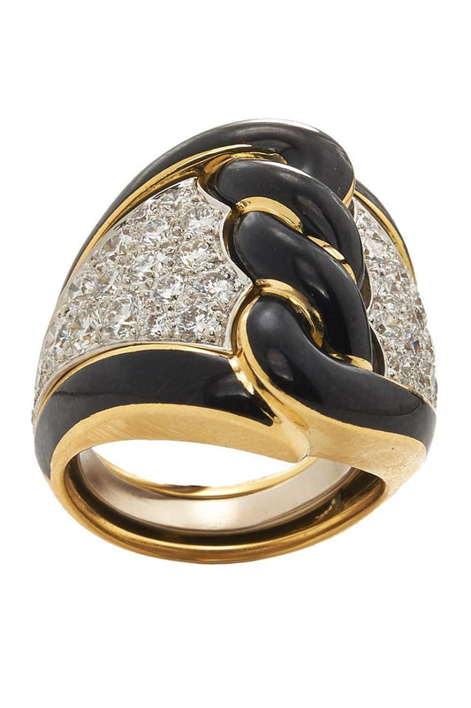 Diamond Black Rope Ring-YELLOW GOLD-6.5-JEWELRYFINE JEWELRING-DAVID WEBB
