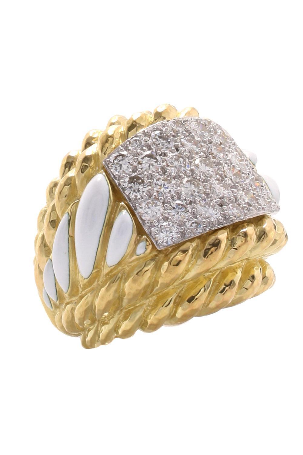 Diamond White Rope Quad Ring-YELLOW GOLD-6.75-JEWELRYFINE JEWELRING-DAVID WEBB