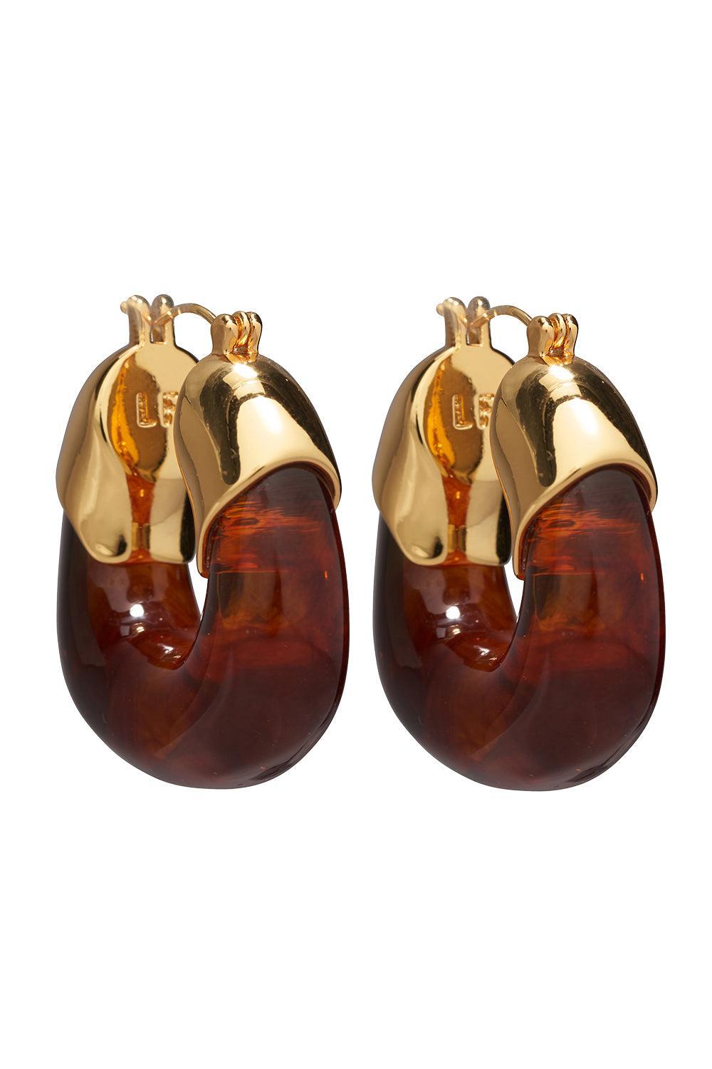Tortoise Organic Hoop Earrings-BROWN-JEWELRYBOUTIQUEEARRING-LIZZIE FORTUNATO
