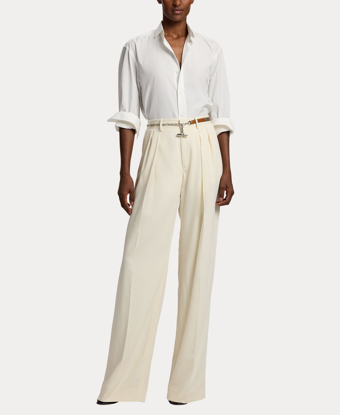 Calfskin Toggle Chain Skinny Belt - Brown-BROWN-M/L-ACCESSORIEBELTS-RALPH LAUREN