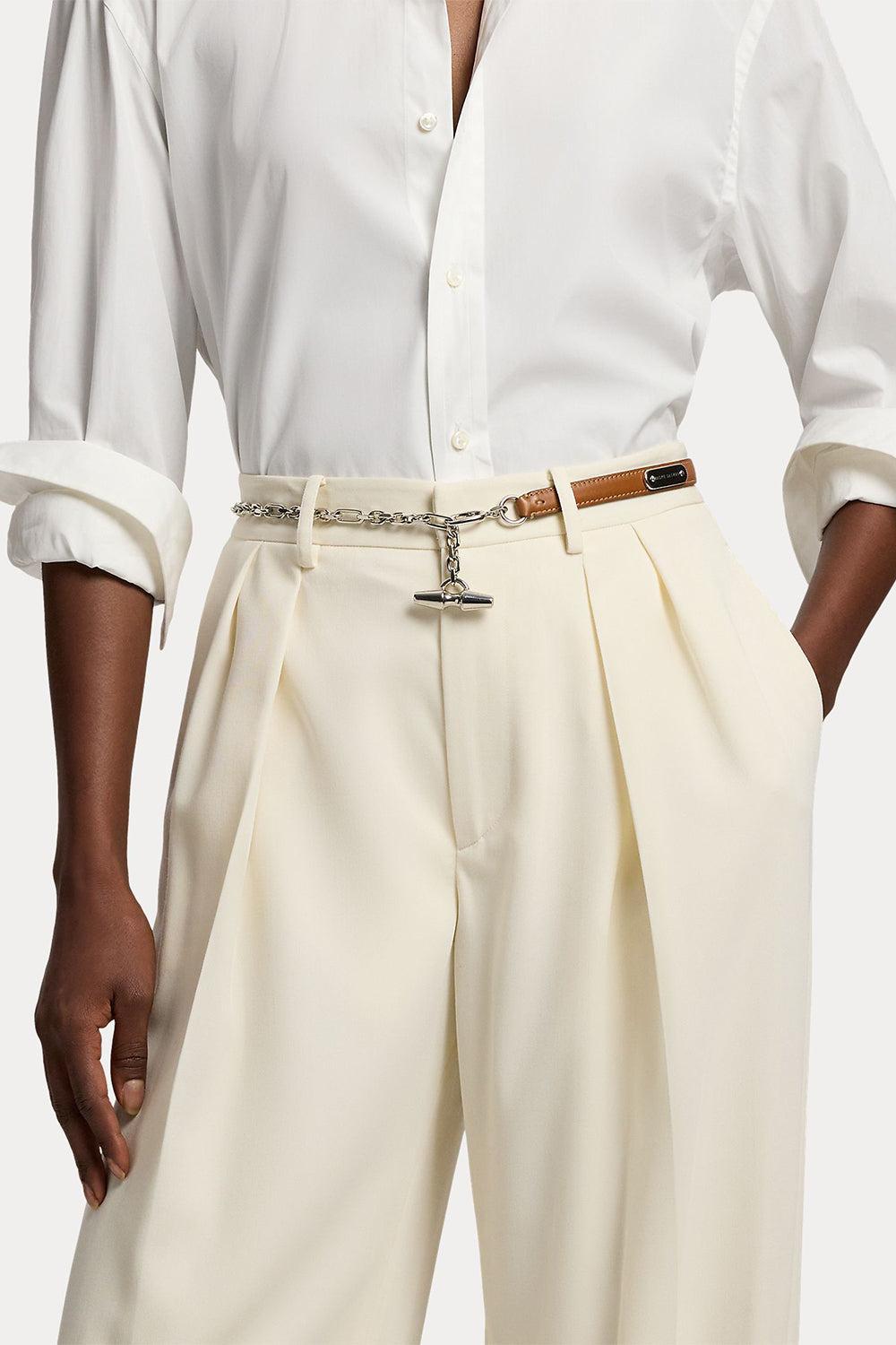 Calfskin Toggle Chain Skinny Belt - Brown-BROWN-M/L-ACCESSORIEBELTS-RALPH LAUREN