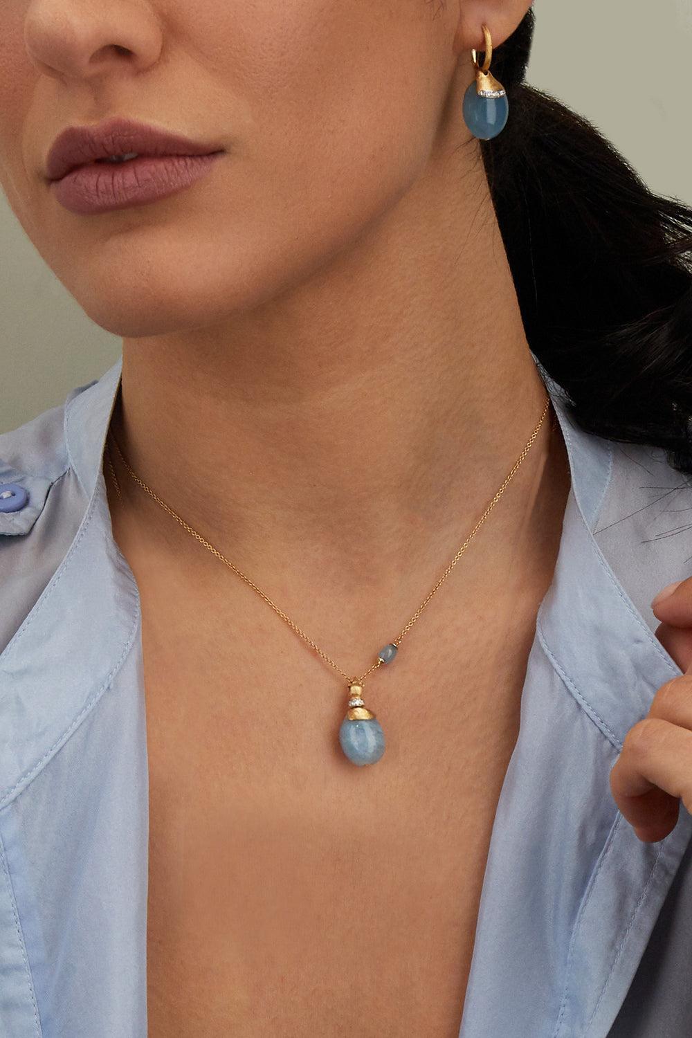Aquamarine Diamond Azure Large Pendant Necklace-YELLOW GOLD-JEWELRYFINE JEWELNECKLACE O-NANIS