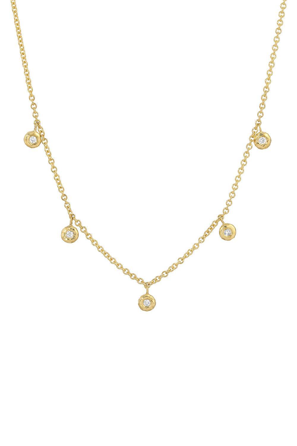 Five Diamond Nesting Gem Necklace-YELLOW GOLD-16-JEWELRYFINE JEWELNECKLACE O-OCTAVIA ELIZABETH