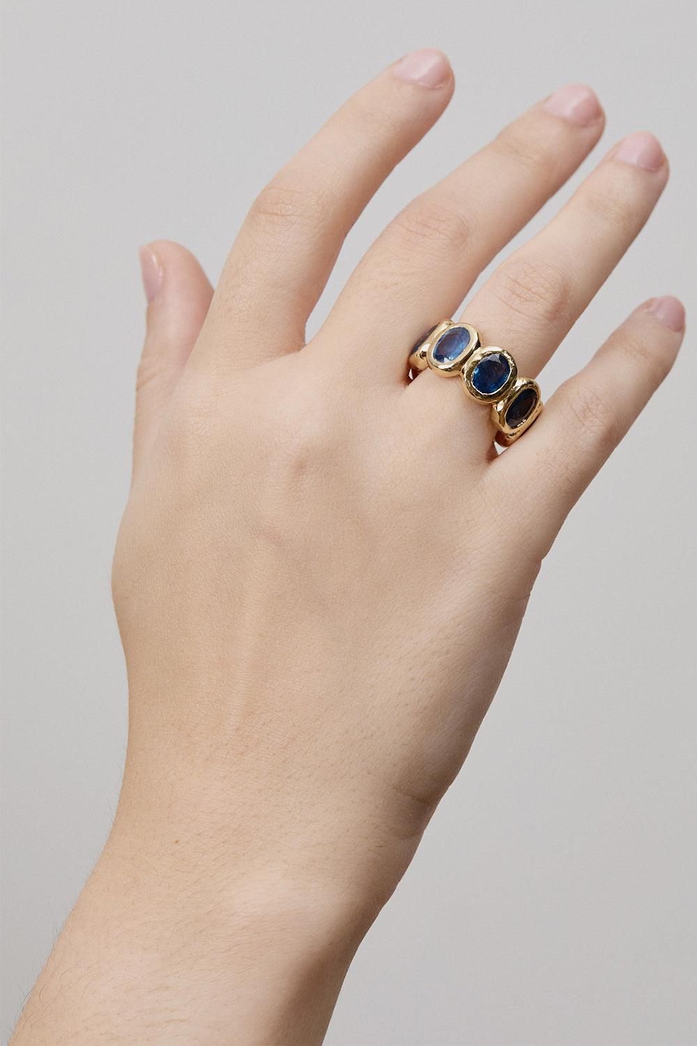 Oval Sapphire Nesting Gem Eternity Band-YELLOW GOLD-6-JEWELRYFINE JEWELRING-OCTAVIA ELIZABETH
