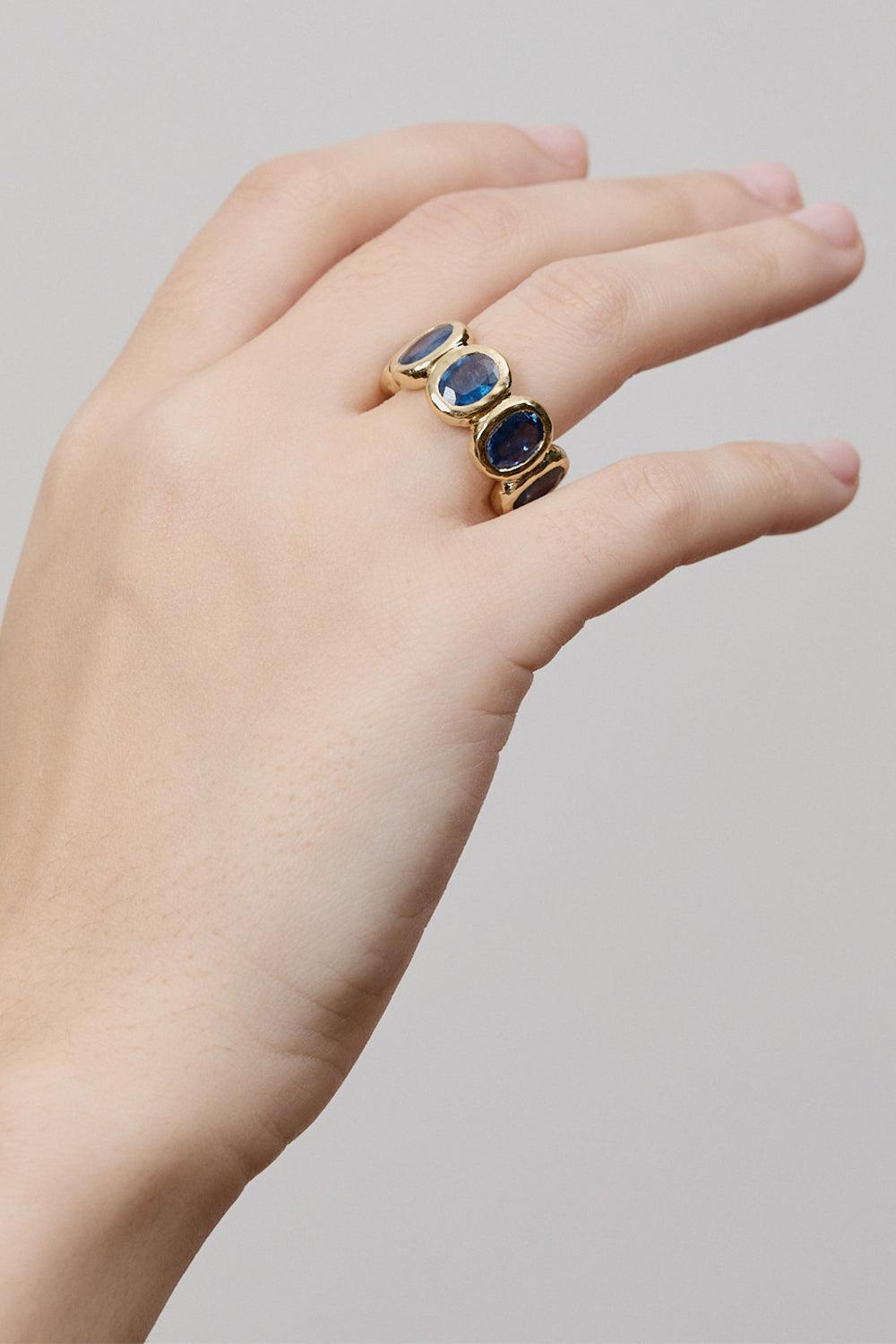 Oval Sapphire Nesting Gem Eternity Band-YELLOW GOLD-6-JEWELRYFINE JEWELRING-OCTAVIA ELIZABETH