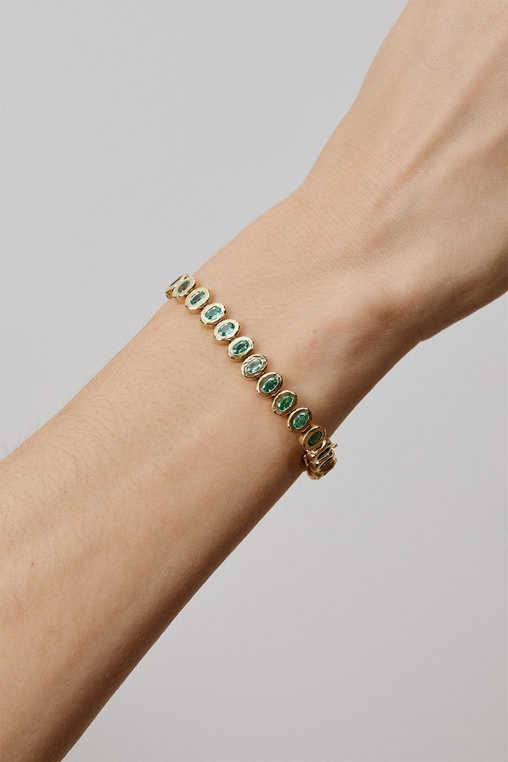 Emerald Nesting Tennis Bracelet-YELLOW GOLD-JEWELRYFINE JEWELBRACELET O-OCTAVIA ELIZABETH