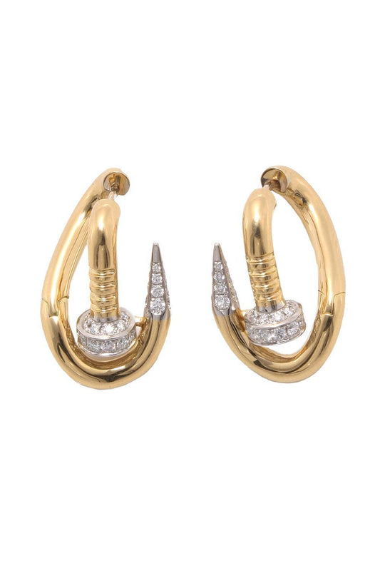 Diamond Tip Bent Nail Earrings-YELLOW GOLD-JEWELRYFINE JEWELEARRING-DAVID WEBB