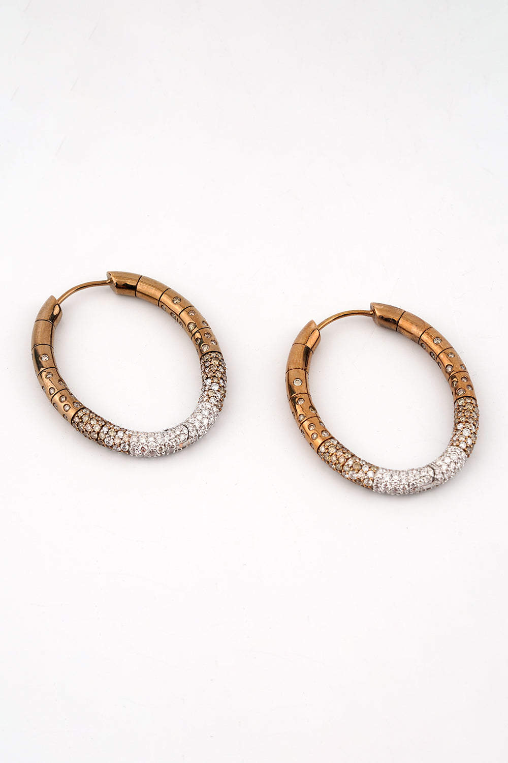 Brown Diamond Ombre Rope Hoop Earrings