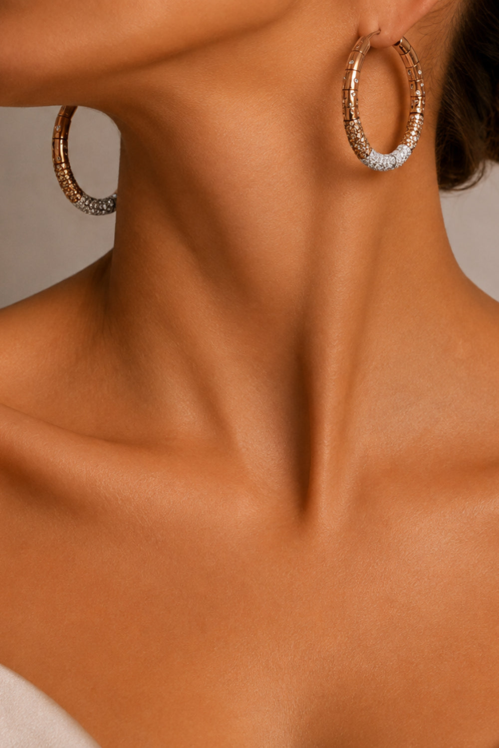 Brown Diamond Ombre Rope Hoop Earrings