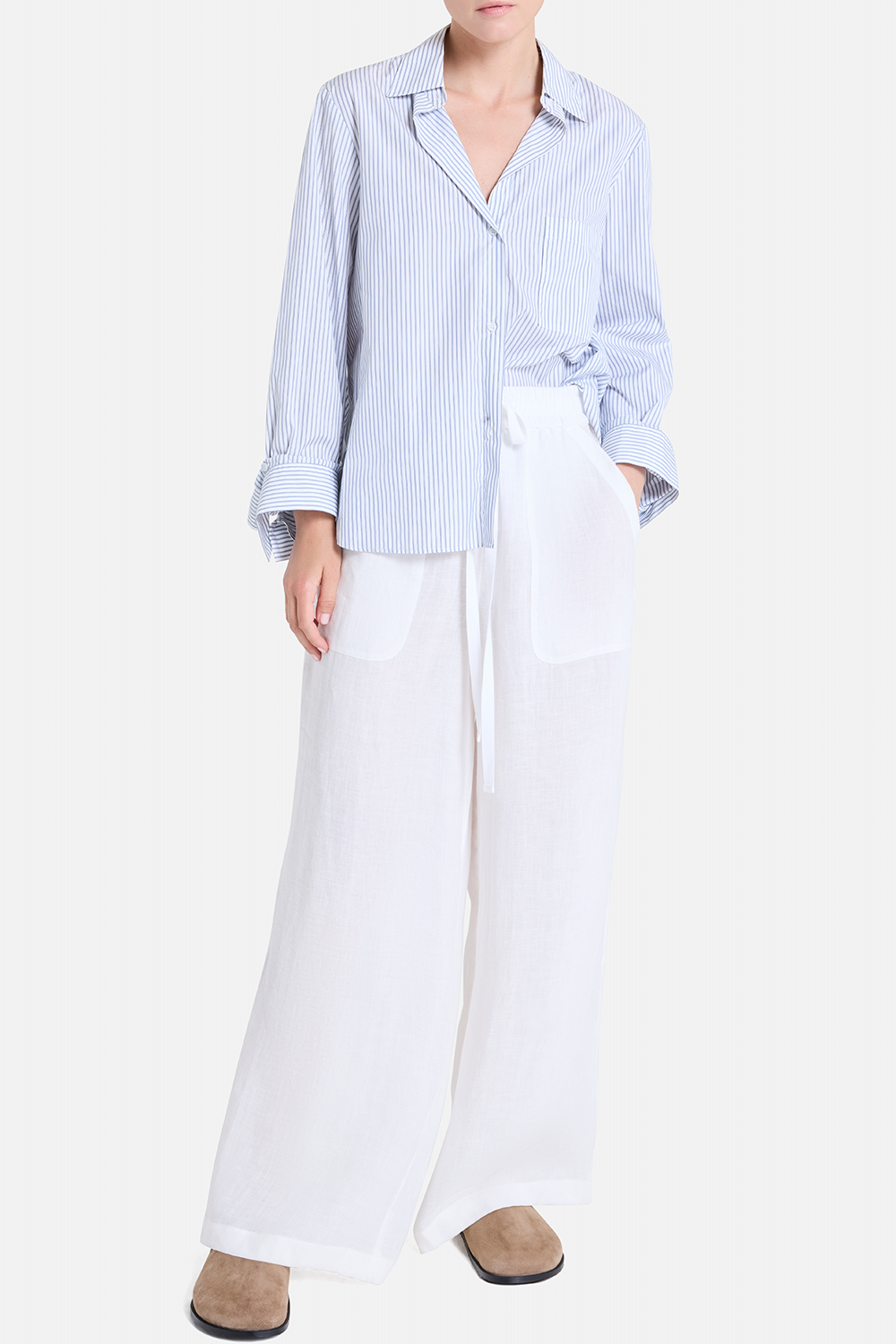 Next Morning Shirt - White Midnight-STRIPE-P-CLOTHINGTOPBLOUSE-TWP