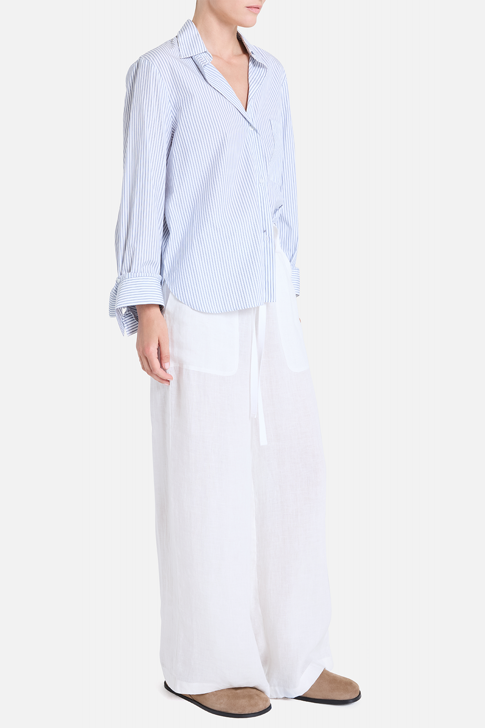 Next Morning Shirt - White Midnight-STRIPE-P-CLOTHINGTOPBLOUSE-TWP