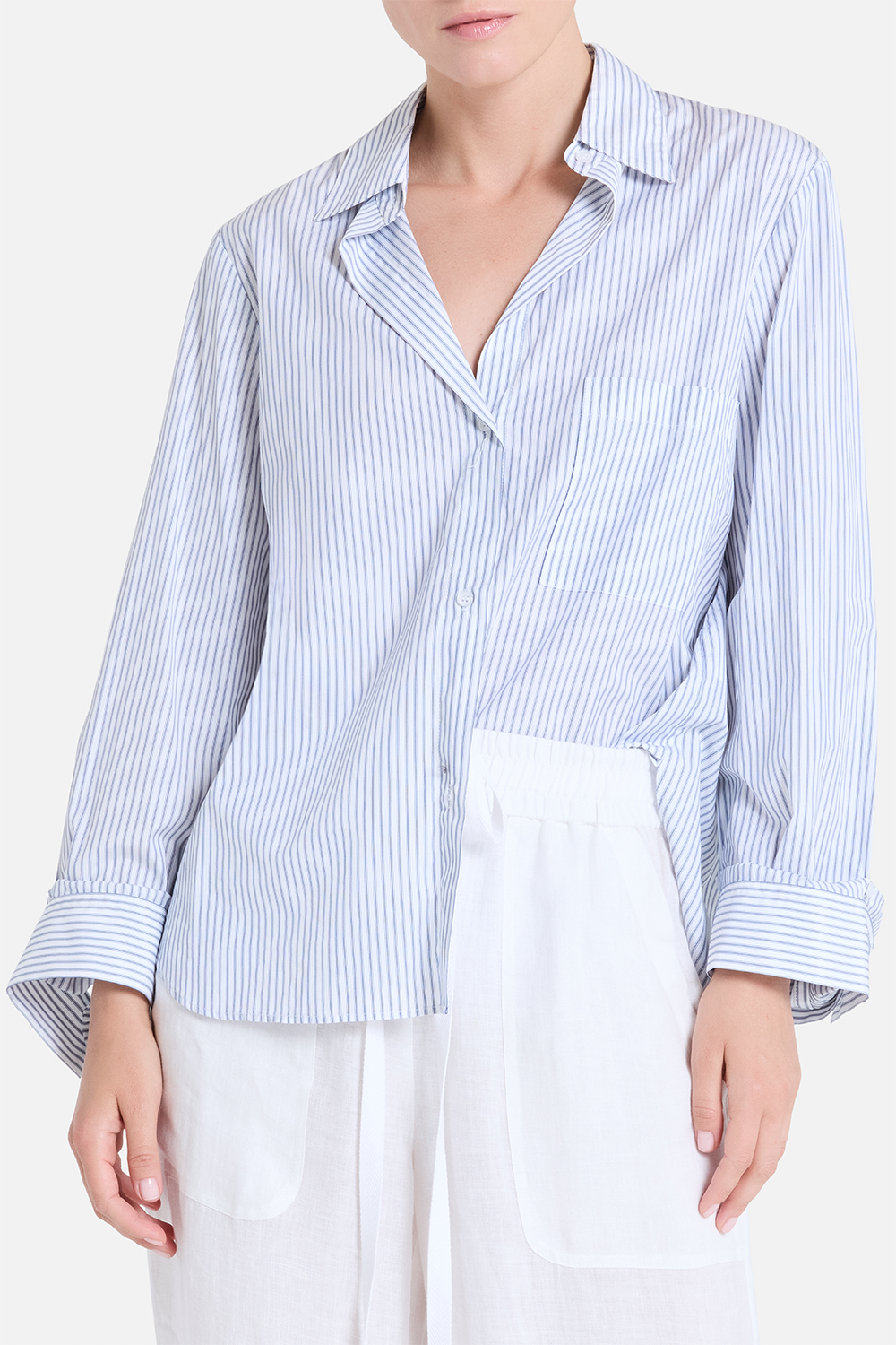 Next Morning Shirt - White Midnight-STRIPE-P-CLOTHINGTOPBLOUSE-TWP