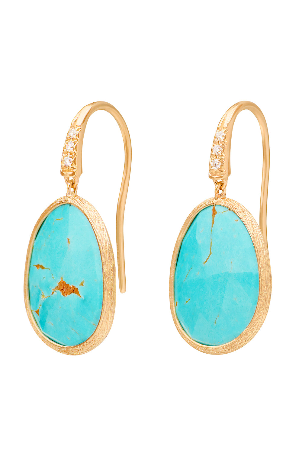 Turquoise Diamond Lunaria Drop Earrings