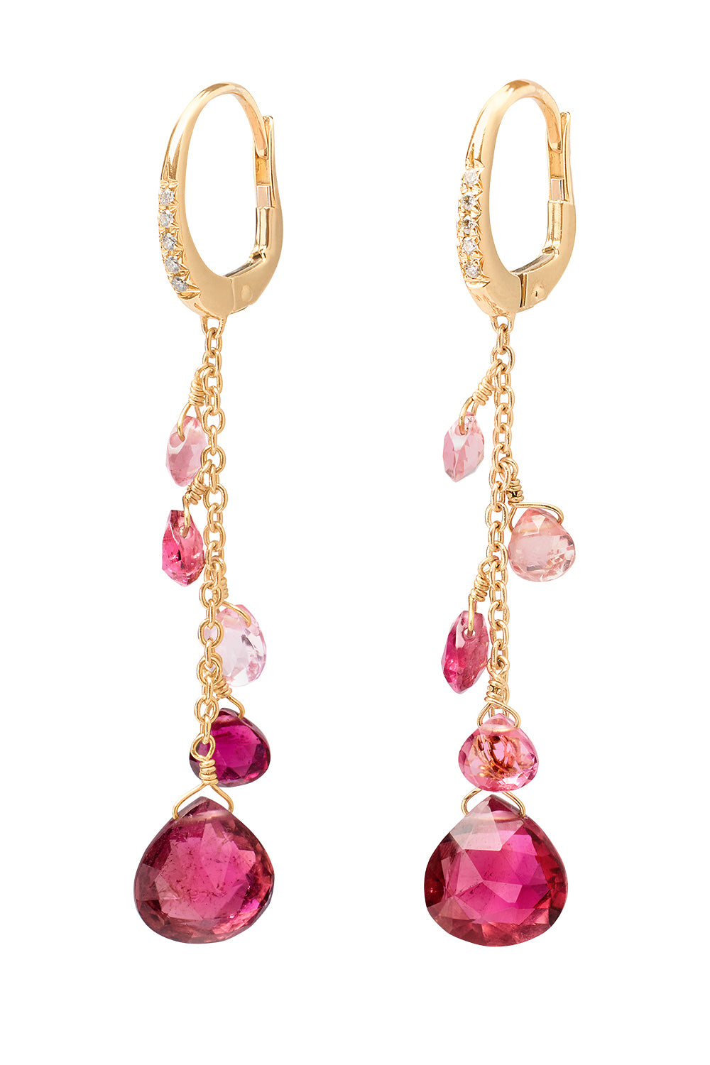 Pink Tourmaline Diamond Paradise Drop Earrings