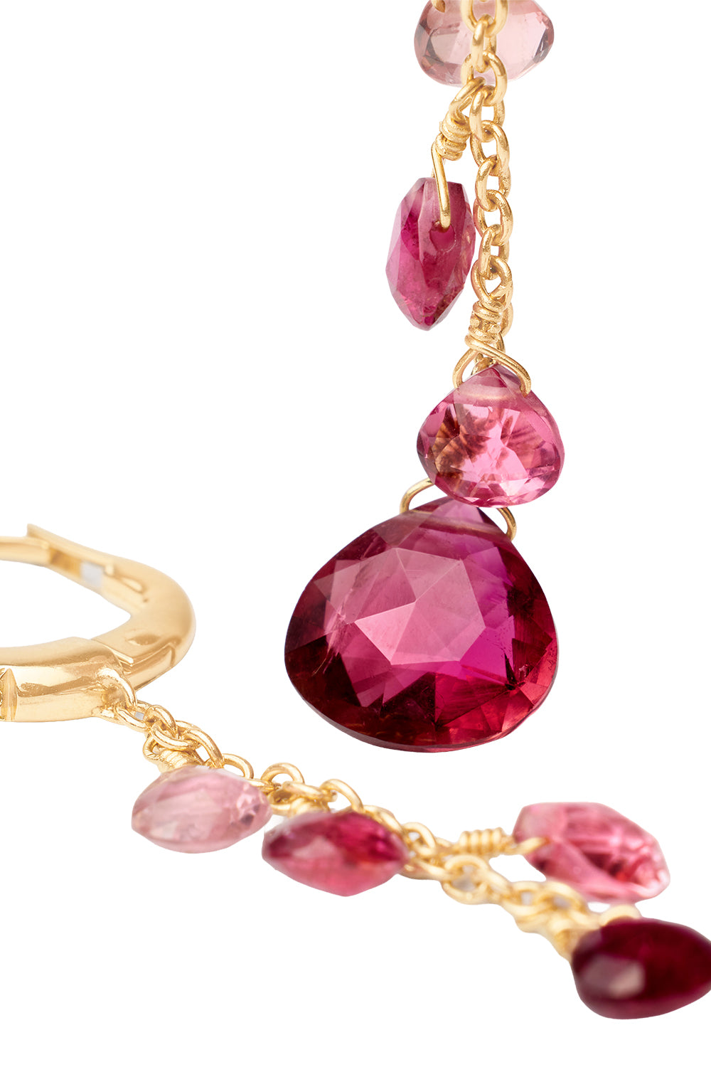 Pink Tourmaline Diamond Paradise Drop Earrings