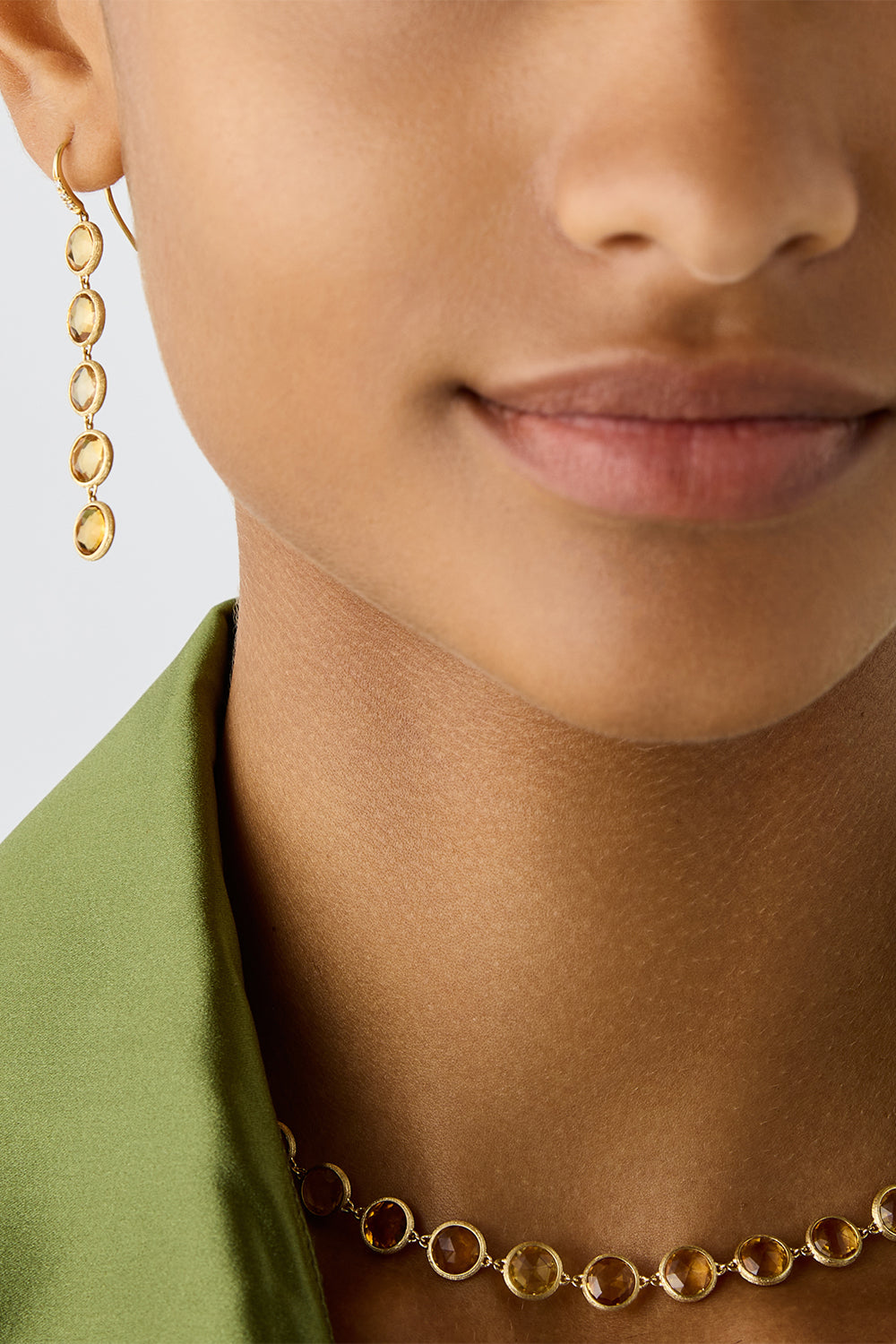 Yellow Quartz Diamond Drop Earrings