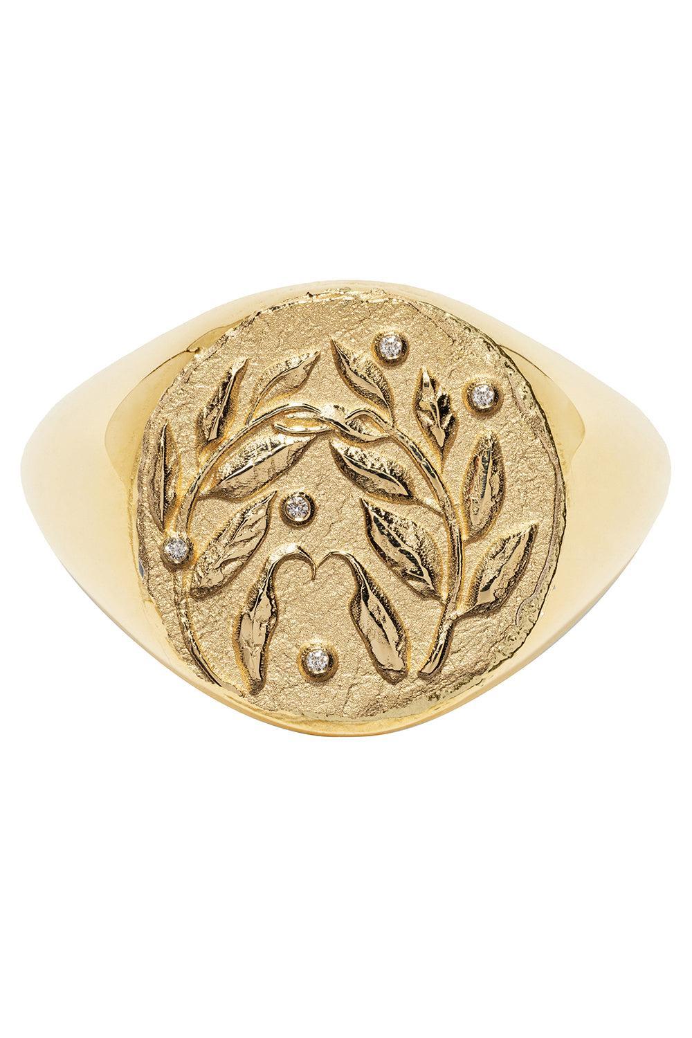 Olive Branch Coin Ring-YELLOW GOLD-6.5-JEWELRYFINE JEWELRING-AZLEE