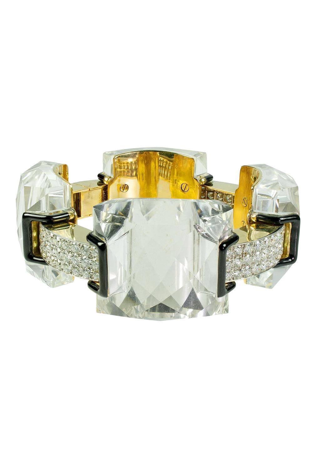 Diamond Crystal Black Palace Bracelet-YELLOW GOLD-JEWELRYFINE JEWELBRACELET O-DAVID WEBB