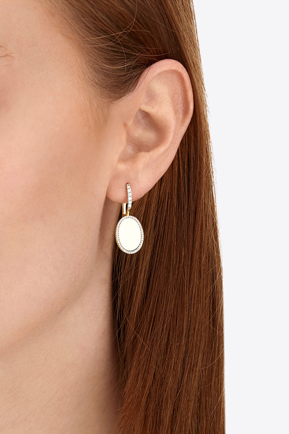 Diamond Halo Sway Circle Drop Earrings