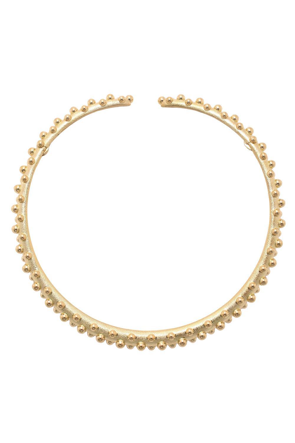Bumpy Hammered Collar Necklace-YELLOW GOLD-14-JEWELRYFINE JEWELNECKLACE O-DAVID WEBB