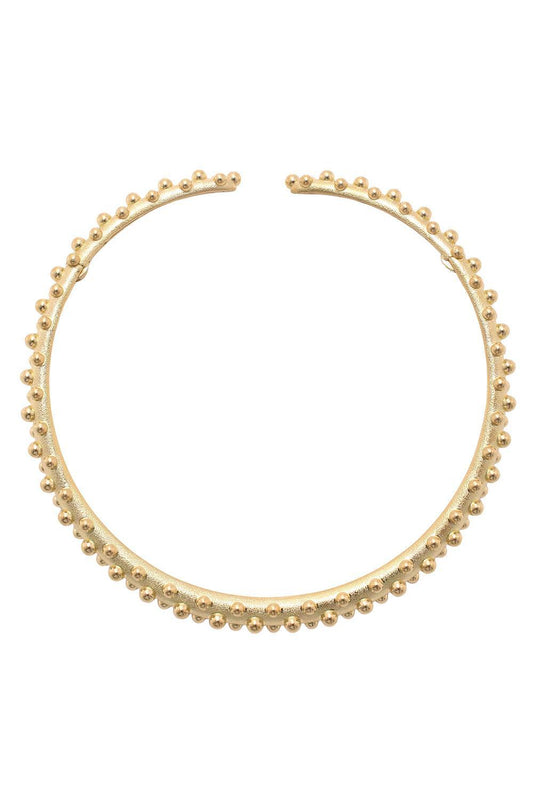 Bumpy Hammered Collar Necklace-YELLOW GOLD-14-JEWELRYFINE JEWELNECKLACE O-DAVID WEBB