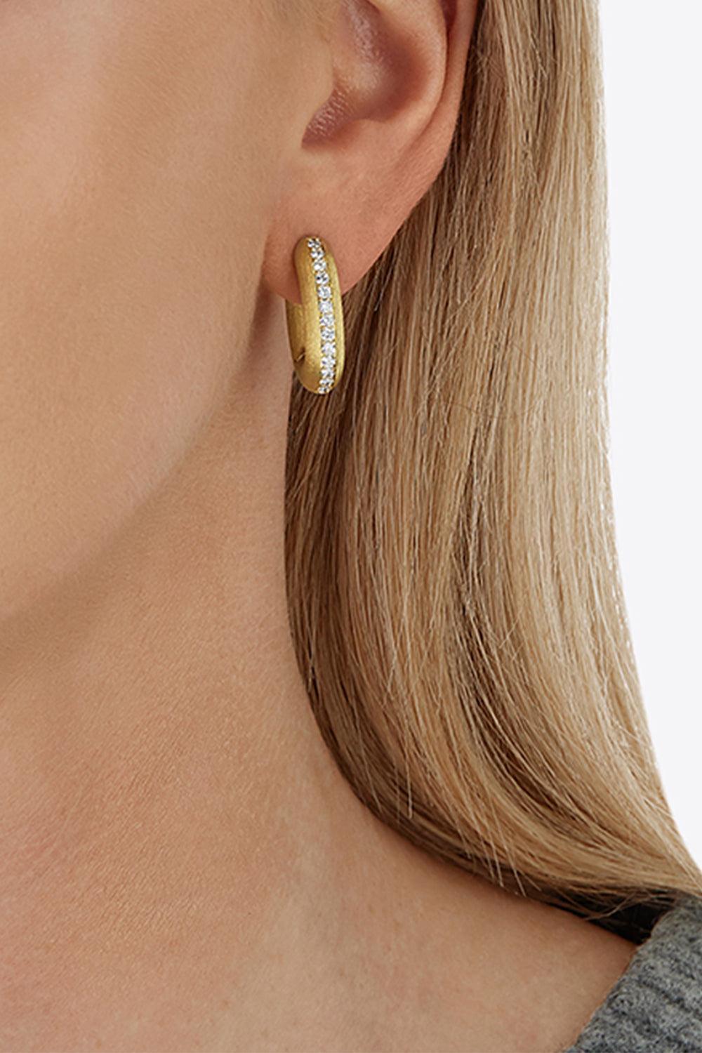 Diamond Line Libera Huggie Earrings-YELLOW GOLD-JEWELRYFINE JEWELEARRING-NANIS