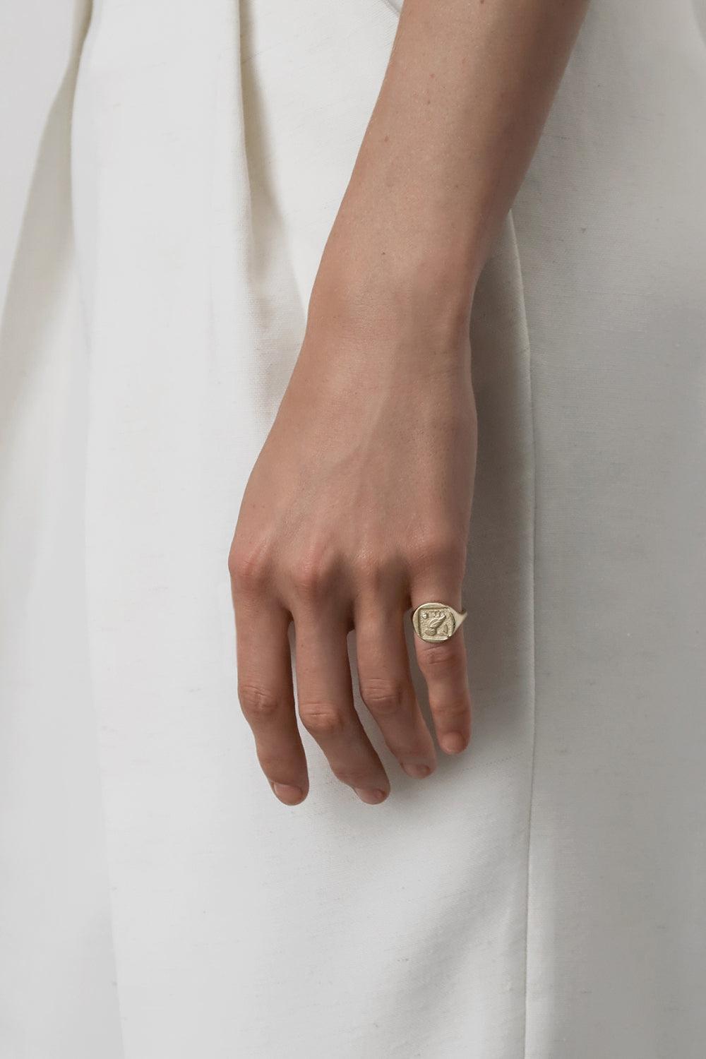 Owl of Athena Coin Signet Ring-YELLOW GOLD-6-JEWELRYFINE JEWELRING-AZLEE