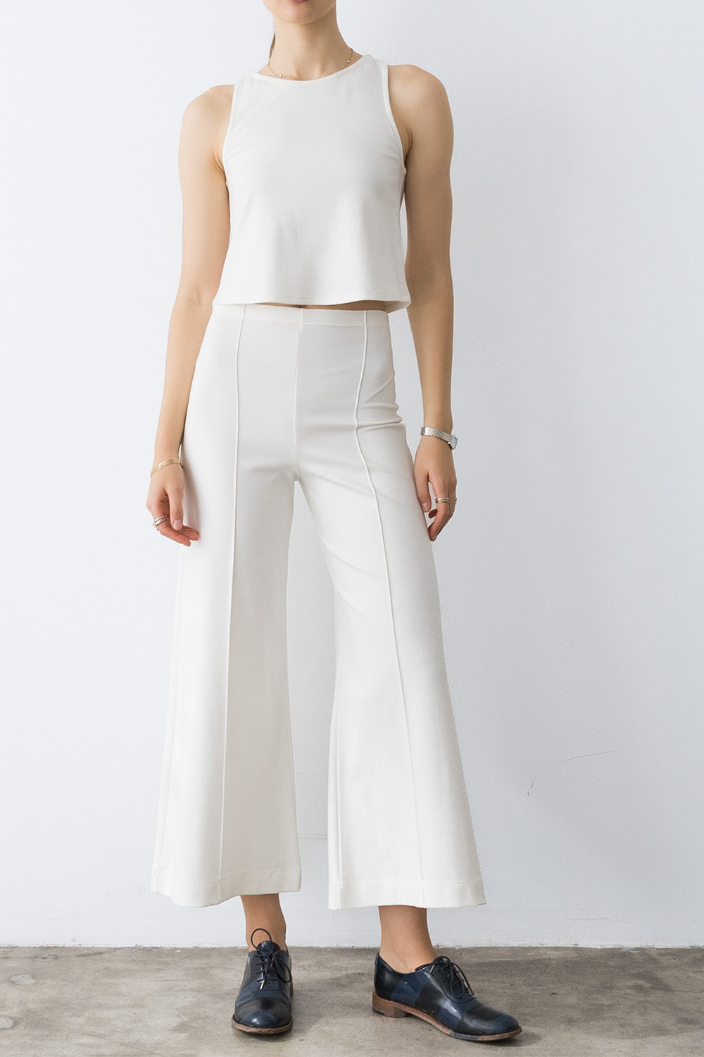 Cropped Wide Leg Pant - Off White