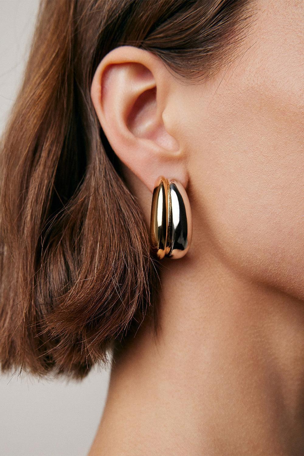 Two-Tone Chavez Huggie Earrings-WHT YLW-JEWELRYBOUTIQUEEARRING-JENNIFER FISHER