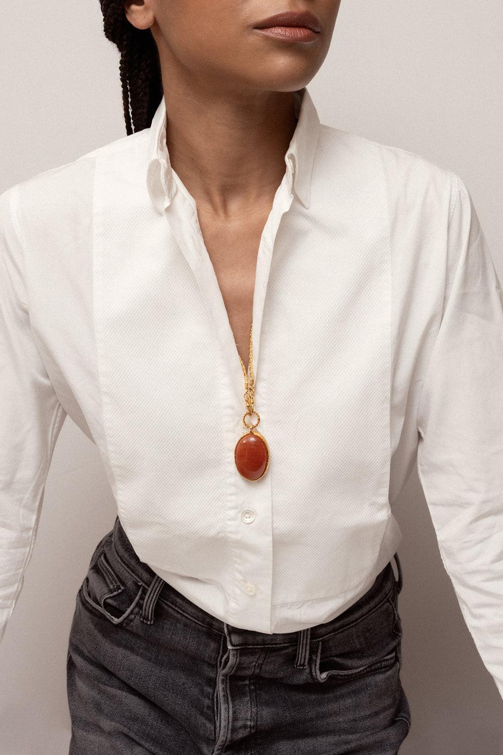 Cornaline Angle Skin Pendant Necklace-YELLOW-JEWELRYBOUTIQUENECKLACE O-SYLVIA TOLEDANO