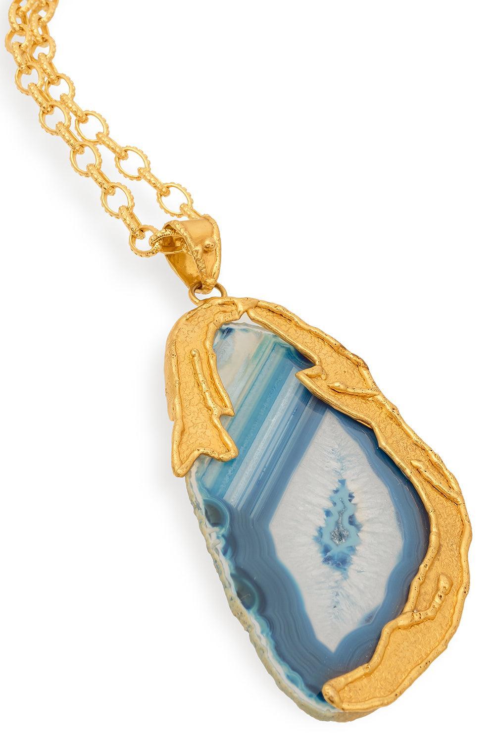 Blue Agate Spellbound Necklace-YELLOW-JEWELRYBOUTIQUENECKLACE O-SYLVIA TOLEDANO
