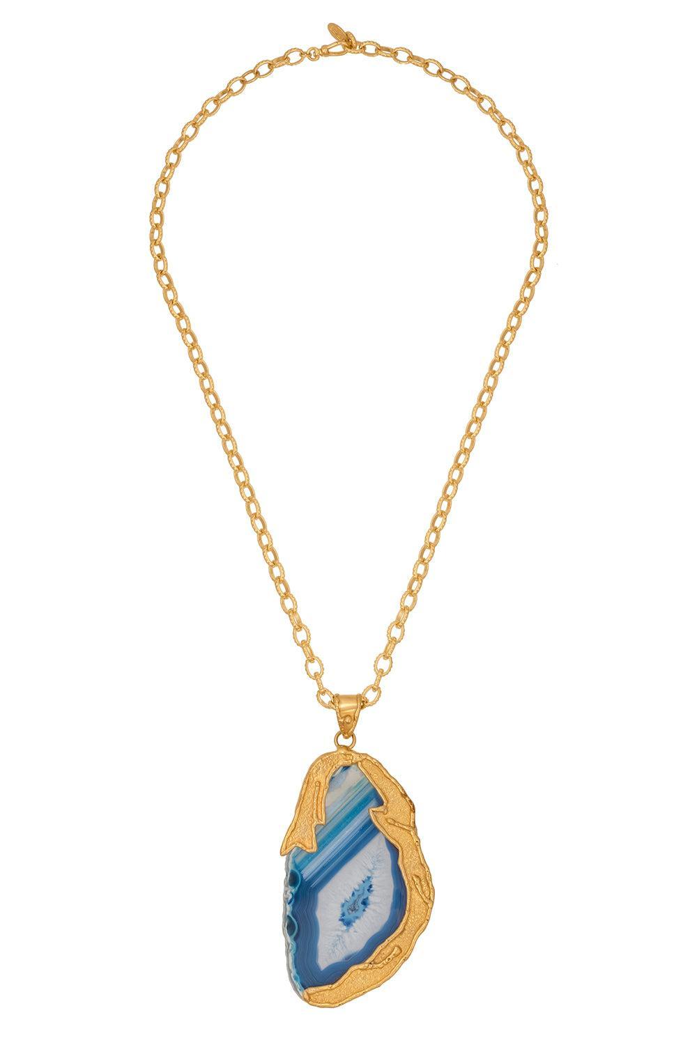 Blue Agate Spellbound Necklace-YELLOW-JEWELRYBOUTIQUENECKLACE O-SYLVIA TOLEDANO