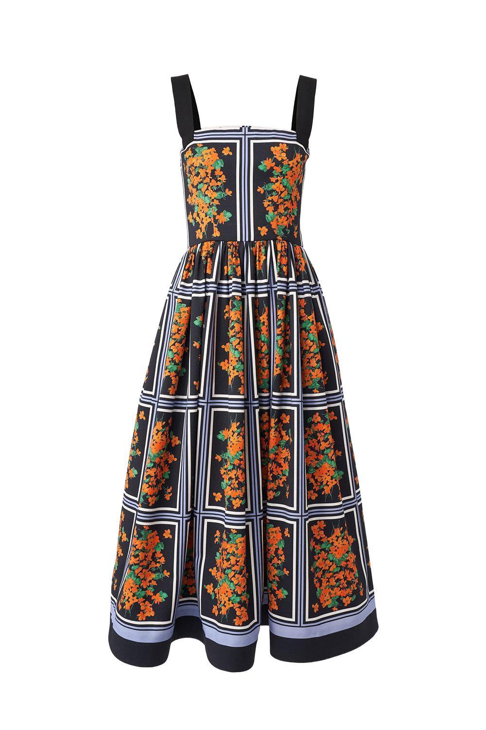 Thick Strap Midi Dress-BLACK MULTI-2-CLOTHINGDRESSCASUAL-CAROLINA HERRERA