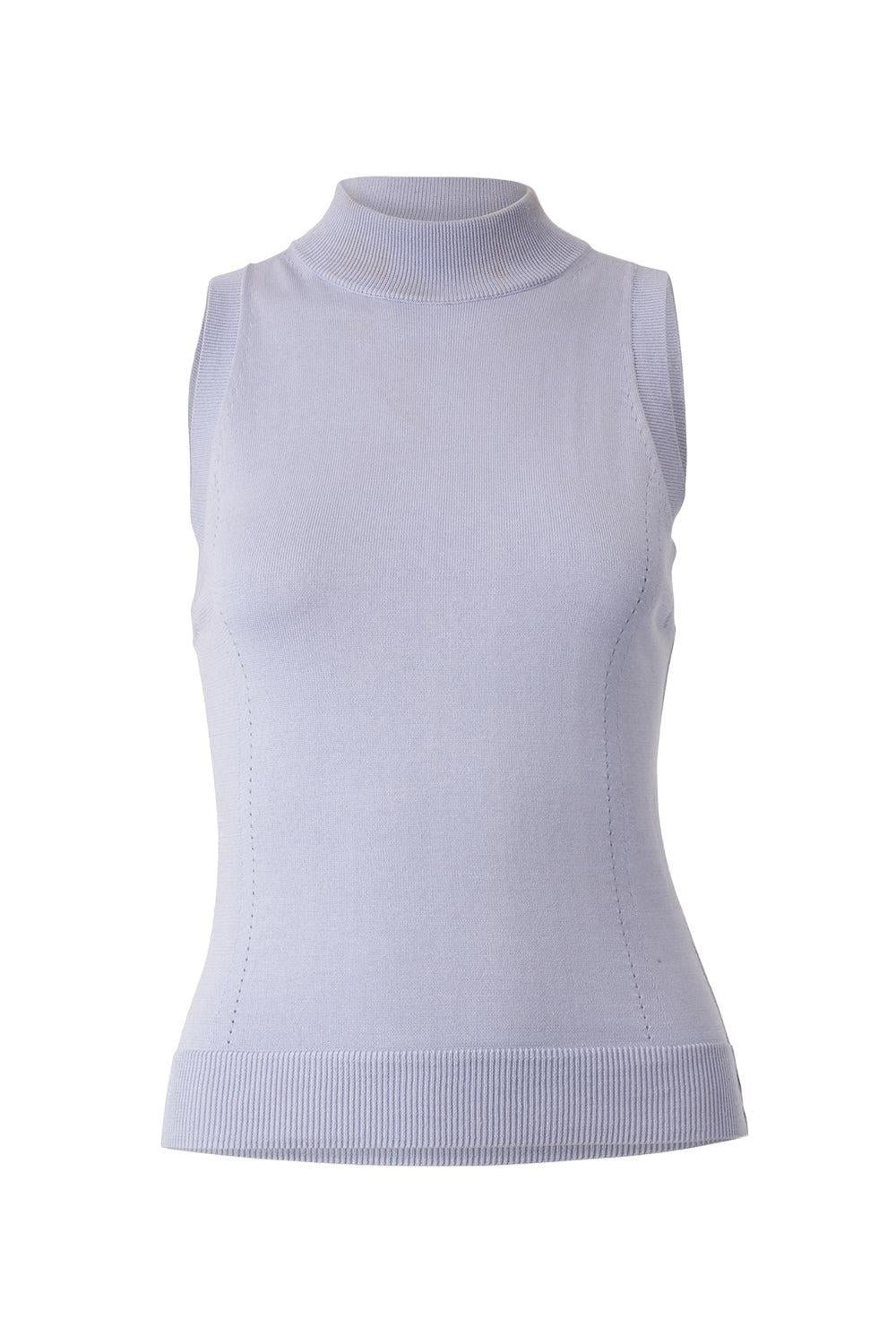 Sleeveless Mock Neck Top-CELESTE-S-CLOTHINGTOPKNITS-CAROLINA HERRERA