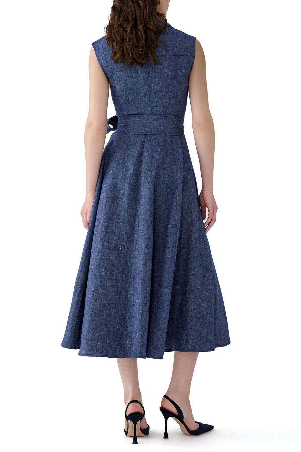 Sleeveless Midi Trench Dress-BLUE-2-CLOTHINGDRESSCASUAL-CAROLINA HERRERA