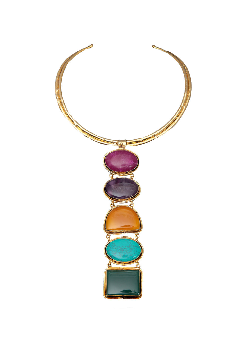Ruby Amethyst Quartz Turquoise Totem Necklace