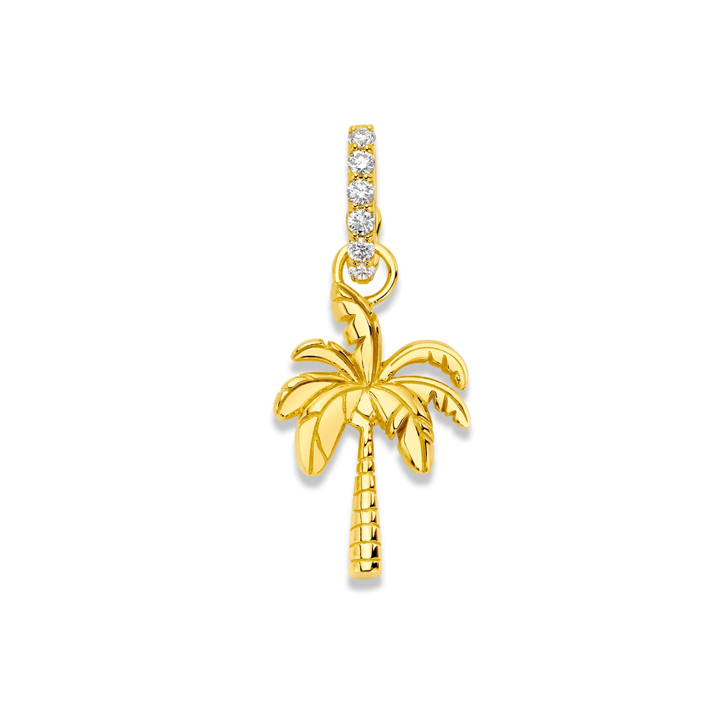 Diamond Baby Puffy Palm Tree Pendant-YELLOW GOLD-JEWELRYFINE JEWELPENDANT-BUDDHA MAMA
