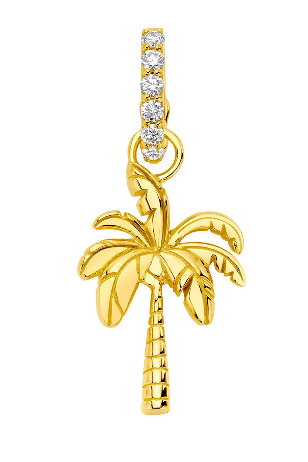 Diamond Baby Puffy Palm Tree Pendant-YELLOW GOLD-JEWELRYFINE JEWELPENDANT-BUDDHA MAMA