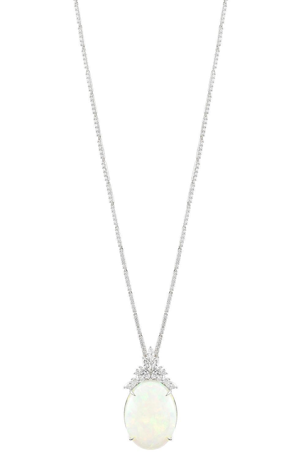 Opal Diamond Pendant Reign Necklace-WHITE GOLD-JEWELRYFINE JEWELNECKLACE O-YEPREM JEWELLERY