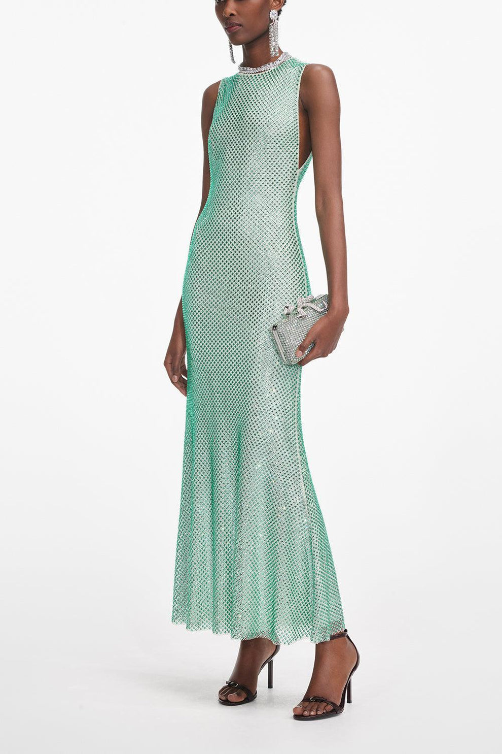 midi dress self portrait Rhinestone Mesh Midi Dress