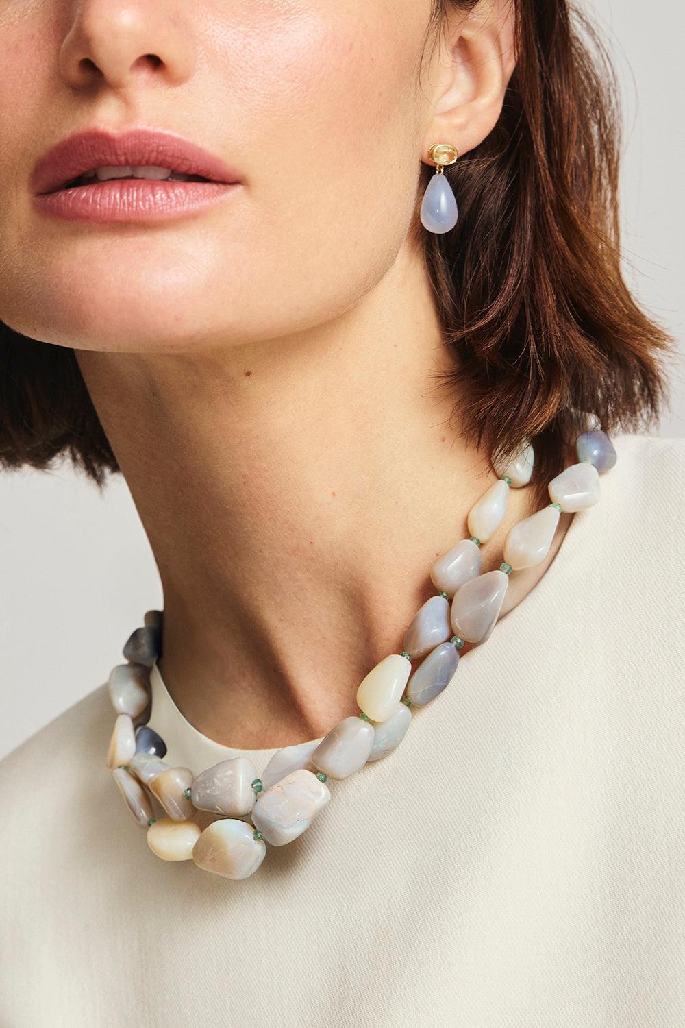 Australian Opal Beaded Necklace-YELLOW GOLD-JEWELRYBOUTIQUENECKLACE O-LIZZIE FORTUNATO FINE