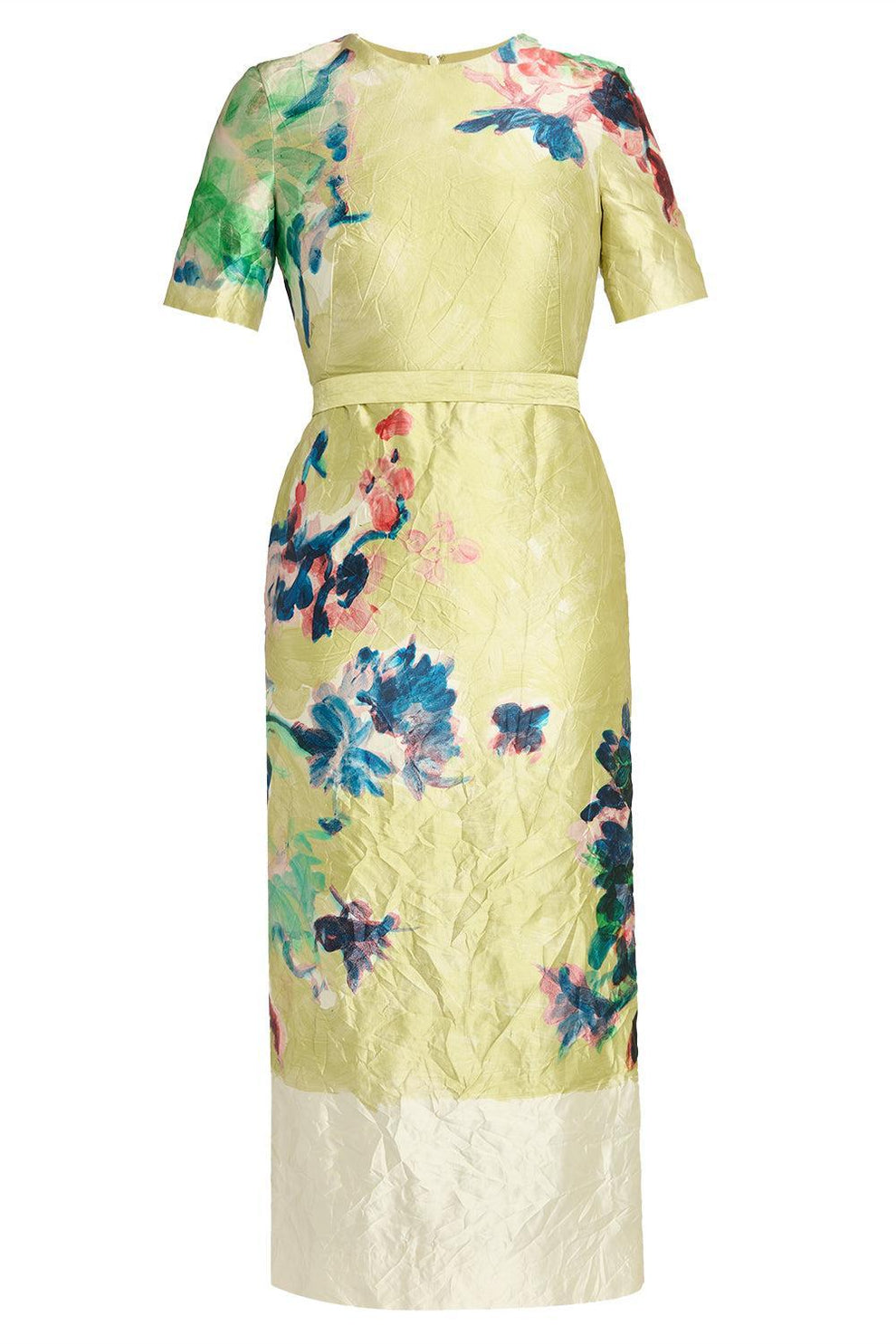 yellow short sleeve midi dress Textured Short Sleeve Midi Dress