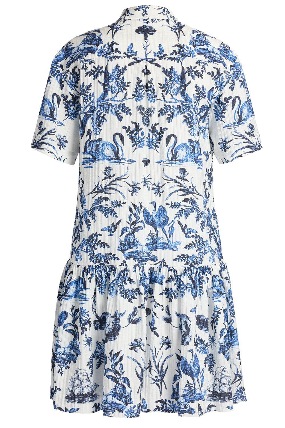 Crinkled Mini Shirt Dress-FLORAL-2-CLOTHINGDRESSCASUAL-ERDEM