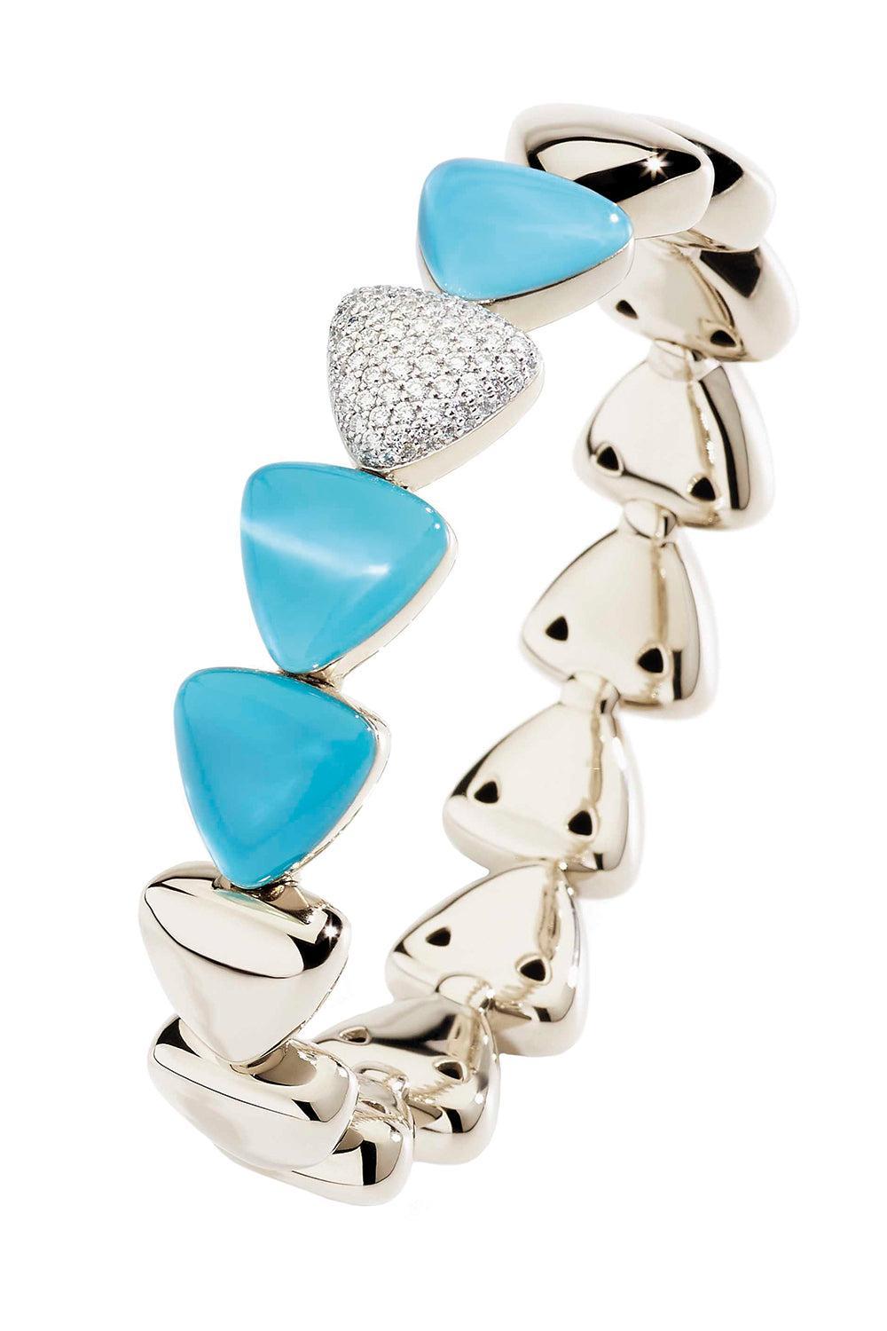 Turquoise Rock Crystal Diamond Bracelet-WHITE GOLD-JEWELRYFINE JEWELBRACELET O-VHERNIER