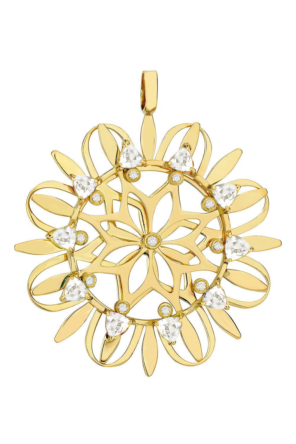 Multi Sapphire Large Mandala Pendant Necklace-YELLOW GOLD-24-JEWELRYFINE JEWELNECKLACE O-CAROL KAUFFMANN