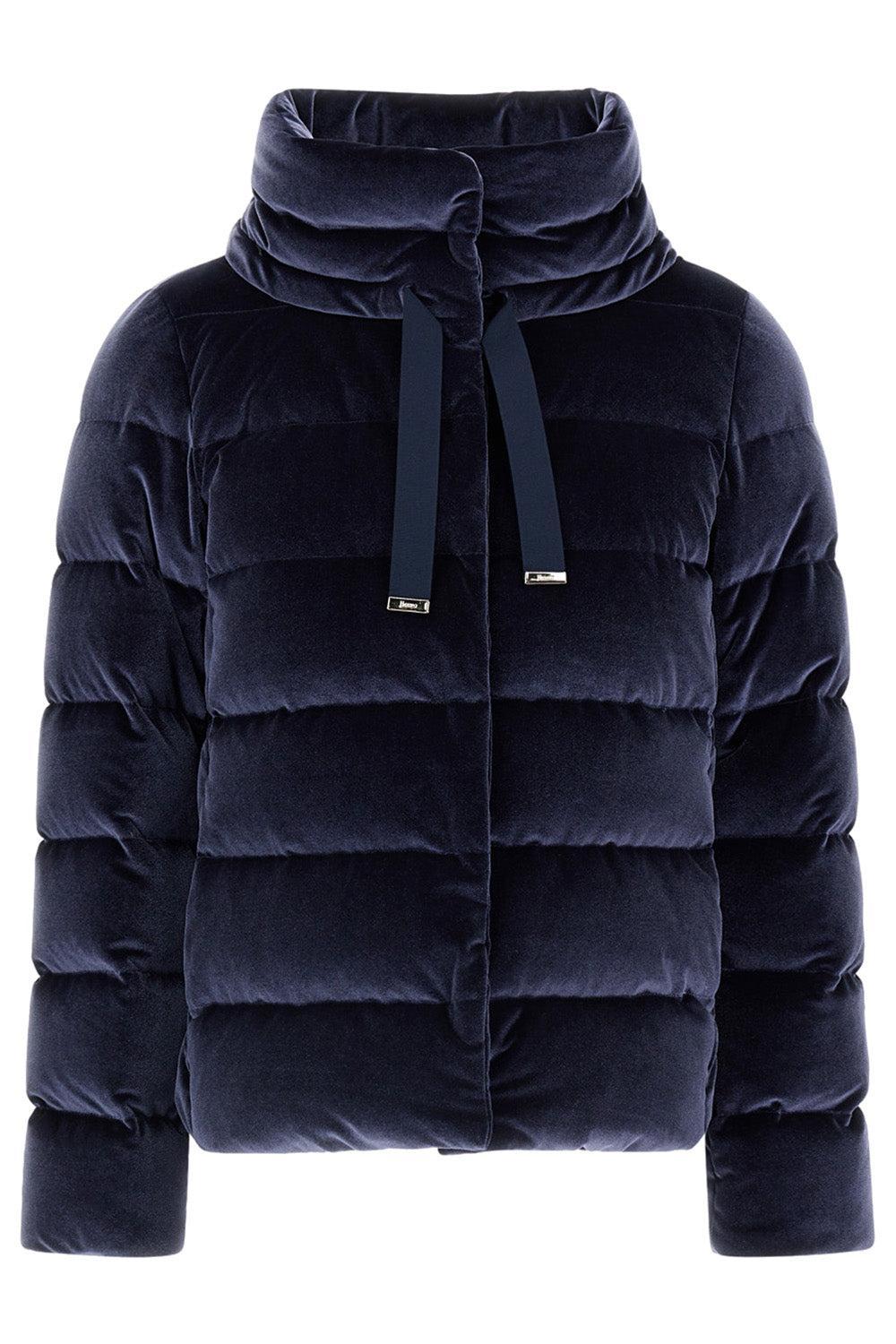 Velvet Quilted Short Jacket-BLU NAVY-40-CLOTHINGJACKETCASUAL-HERNO