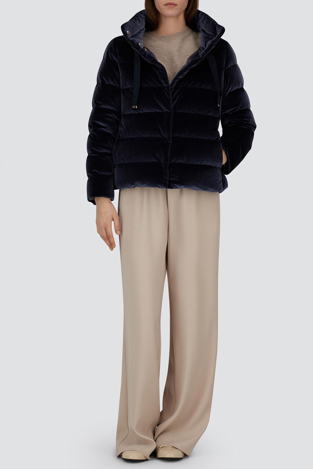 Velvet Quilted Short Jacket-BLU NAVY-40-CLOTHINGJACKETCASUAL-HERNO