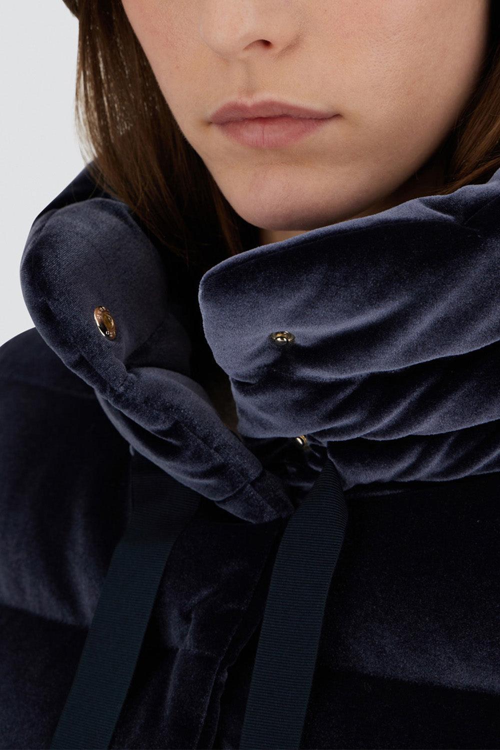 Velvet Quilted Short Jacket-BLU NAVY-40-CLOTHINGJACKETCASUAL-HERNO