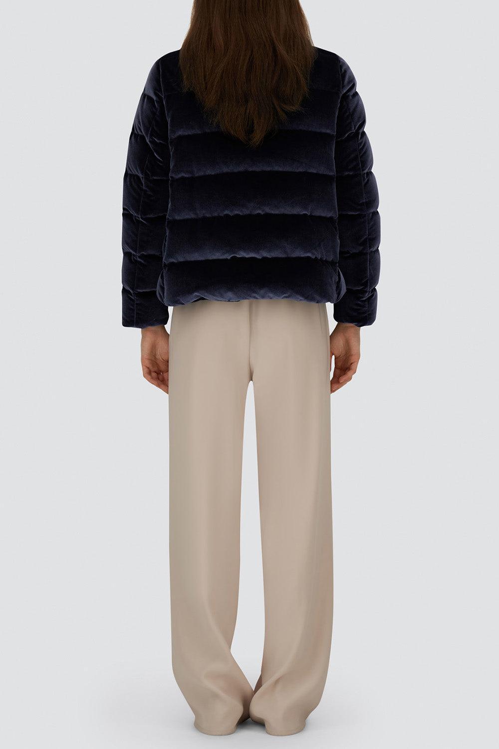 Velvet Quilted Short Jacket-BLU NAVY-40-CLOTHINGJACKETCASUAL-HERNO